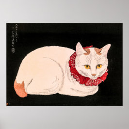 Vintage weiße Katze - Takahashi Shotei Poster