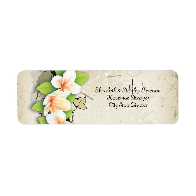 Vintage weiße Plumeria und Efeu-beige Hochzeitsmar (Vorne)