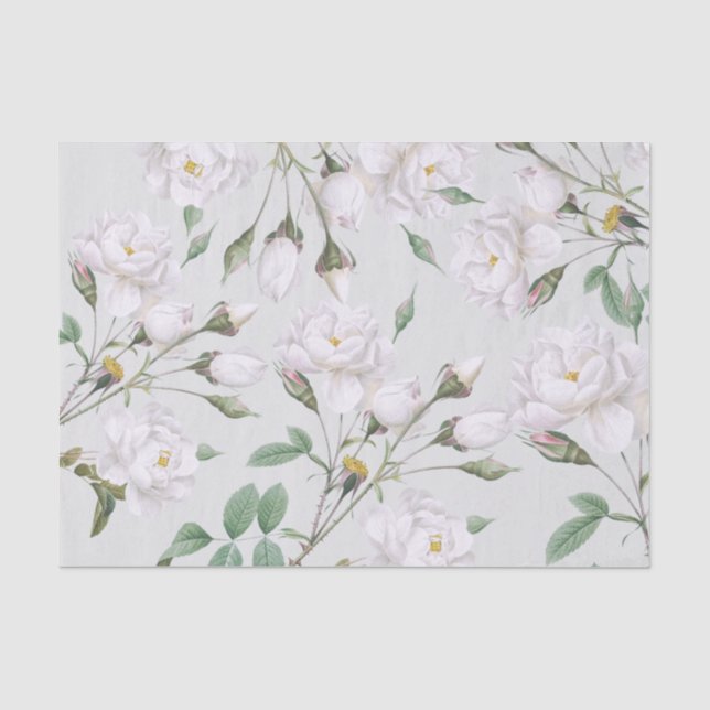 Vintage Weiße Rosen Seidenpapier (Vorderseite)