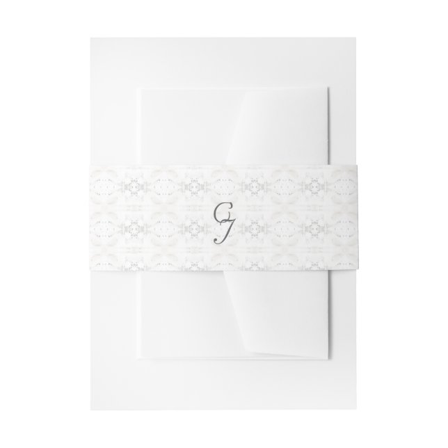 Vintage weiße Spitze Mit Monogramm Einladungsbanderole (Vorderseite Beispiel)