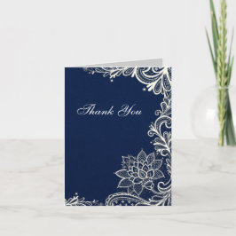 Vintage weiße Spitzen Marineblau Hochzeit danke
