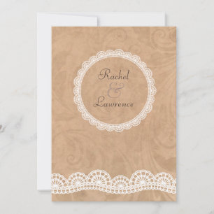 Vintage weiße Spitzen Personalisierte Hochzeitsein Einladung