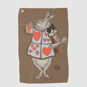 Vintage Weißen Hasen aus Alice im Wunderland Wappe Golfhandtuch