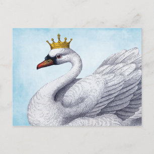 Vintage Weißer Schwan in Goldkrone Postkarte