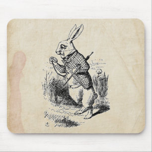 Vintage Weißes Kaninchen Mousepad