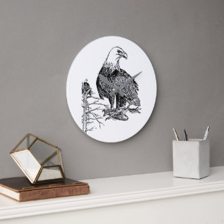 Vintage-Weißkopfseeadler-Wanduhr – Wildlife-Vogel- Große Wanduhr