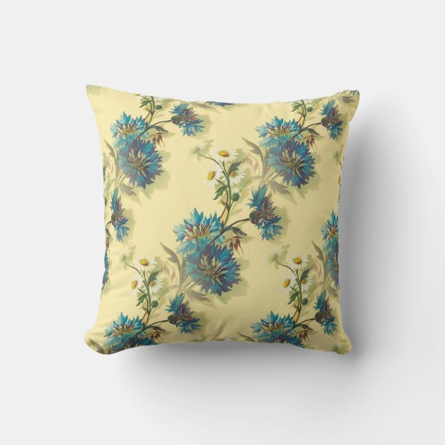 Vintage Weißmehl- und Blumenmuster Kissen (Vorderseite)