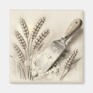 Vintage Weizenhalme Mehl Teigschaber Illustration Magnet