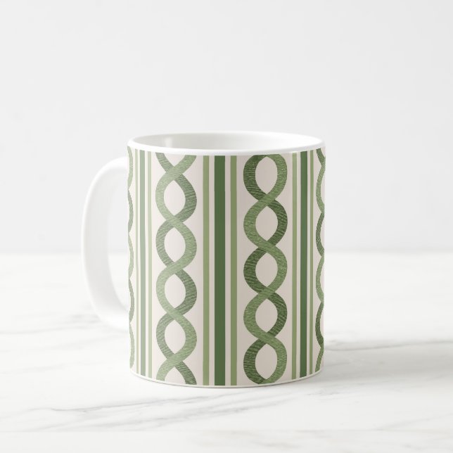Vintage Wellen grün Kaffeetasse (Vorderseite Links)