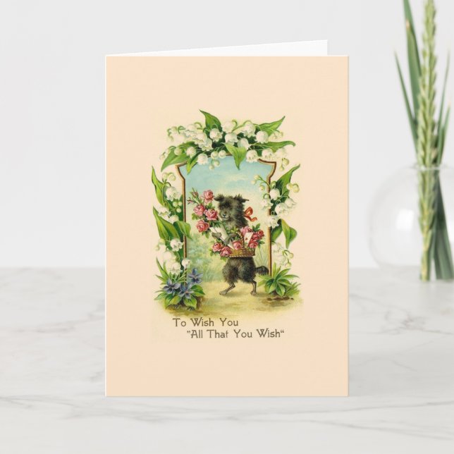 Vintage Welpe Geburtstagskarte Karte (Vorderseite)