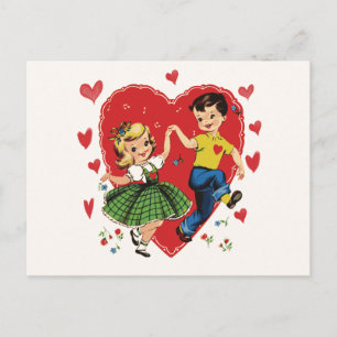 Vintage Welpe Liebe Feiertagspostkarte
