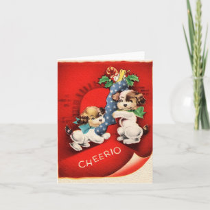 Vintage-Welpen Cheerio Weihnachten Karte