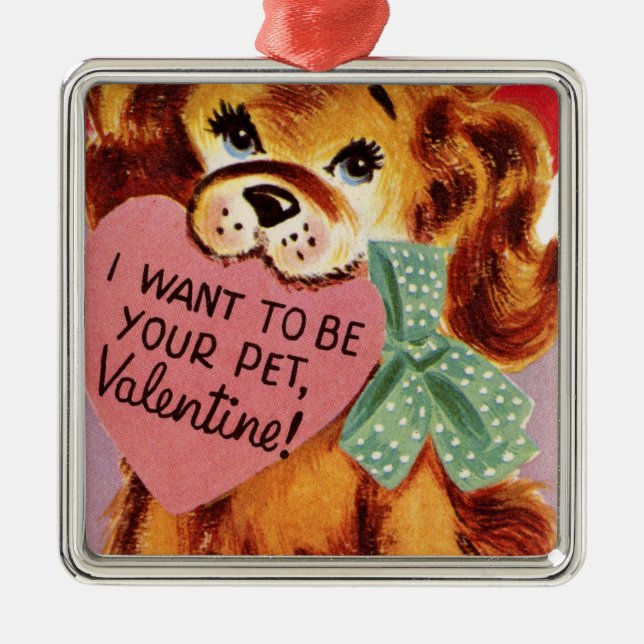 Vintage Welpen HerzValentine Ornament Aus Metall (Vorne)