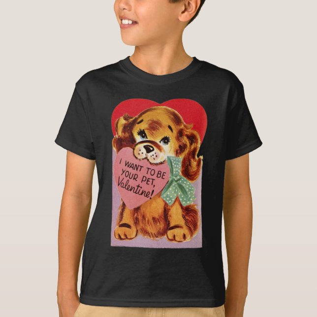 Vintage Welpen HerzValentine T-Shirt (Vorderseite)