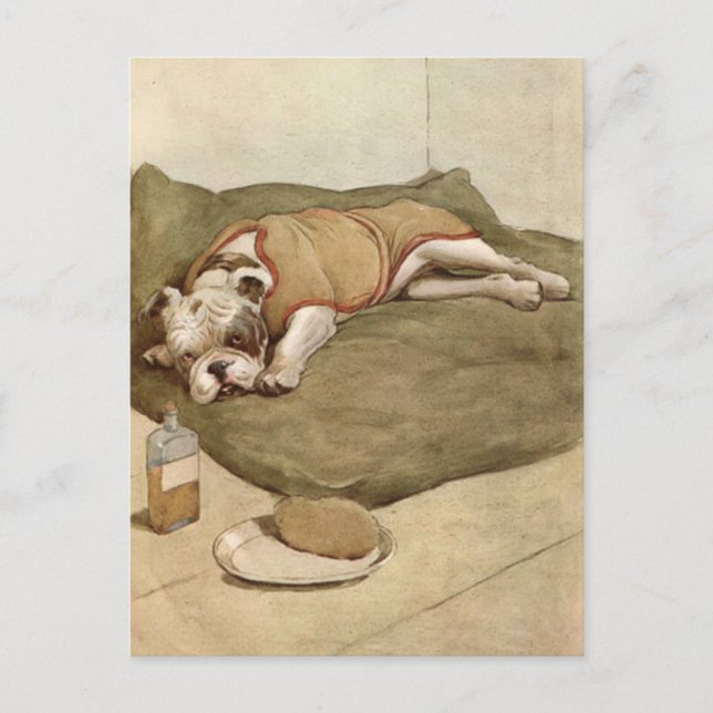 Vintage Welpen-Illustration Postkarte (Vorderseite)