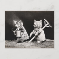 Vintage Welpen und Kätzchen Postkarte