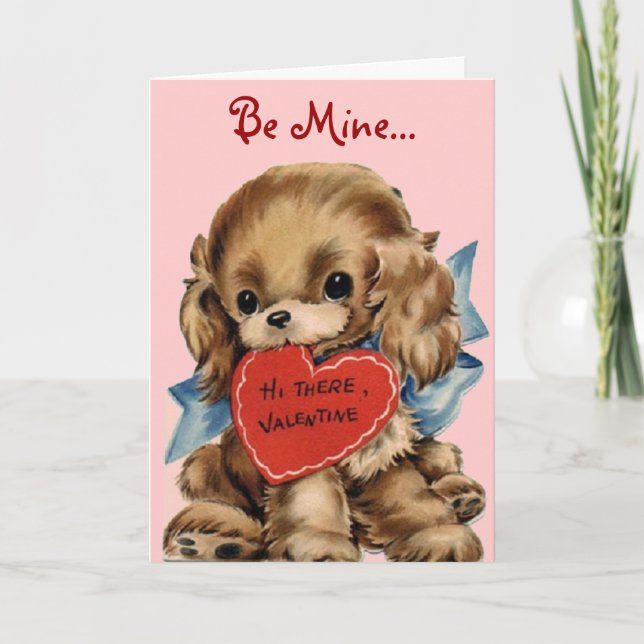 Vintage Welpevalentine-Karte Feiertagskarte (Vorderseite)