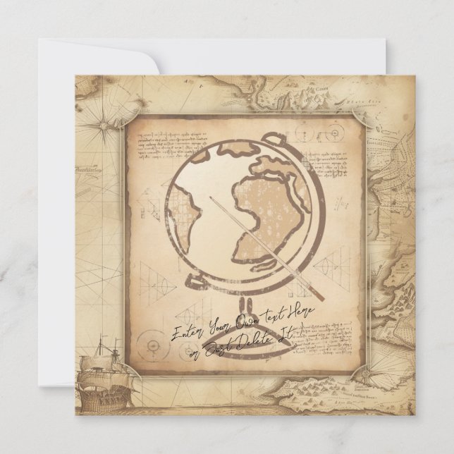 Vintage Welt. Geschenk für Geografie und Geschicht Einladung (Vorderseite)