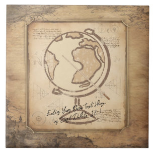 Vintage Welt. Geschenk für Geografie und Geschicht Fliese