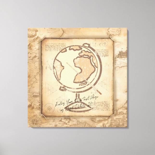 Vintage Welt. Geschenk für Geografie und Geschicht Leinwanddruck (Vorderseite)