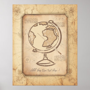 Vintage Welt. Geschenk für Geografie und Geschicht Poster