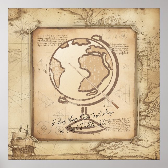 Vintage Welt. Geschenk für Geografie und Geschicht Poster (Vorne)