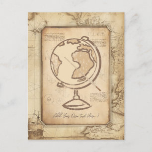Vintage Welt. Geschenk für Geografie und Geschicht Postkarte