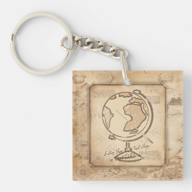 Vintage Welt. Geschenk für Geografie und Geschicht Schlüsselanhänger (Vorderseite)