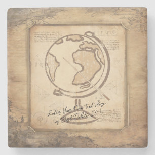 Vintage Welt. Geschenk für Geografie und Geschicht Steinuntersetzer