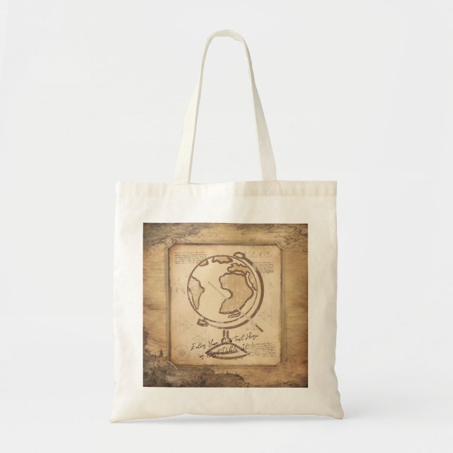 Vintage Welt. Geschenk für Geografie und Geschicht Tragetasche (Vorne)