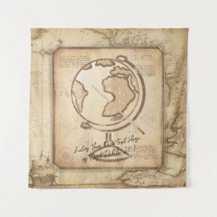 Vintage Welt. Geschenk für Geografie und Geschicht Wandteppich