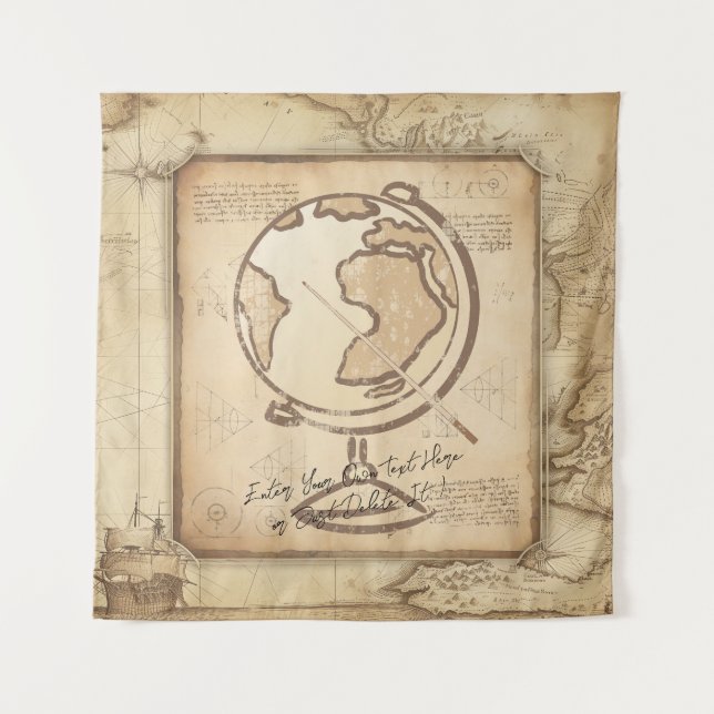 Vintage Welt. Geschenk für Geografie und Geschicht Wandteppich (Vorderseite)