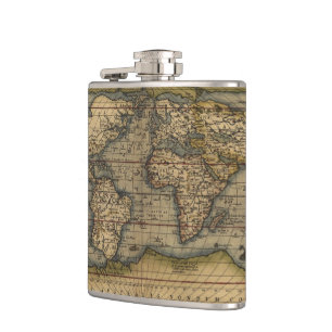 Vintage Weltatlas Historisch Flachmann
