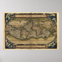 Vintage Weltatlas-Kartenprint