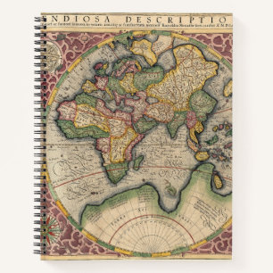 Vintage Weltkarte 1609 Notizbuch