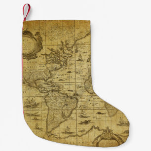 Vintage Weltkarte 1635 Kleiner Weihnachtsstrumpf