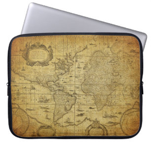 Vintage Weltkarte 1635 Laptopschutzhülle