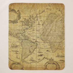 Vintage Weltkarte 1635 Sherpadecke