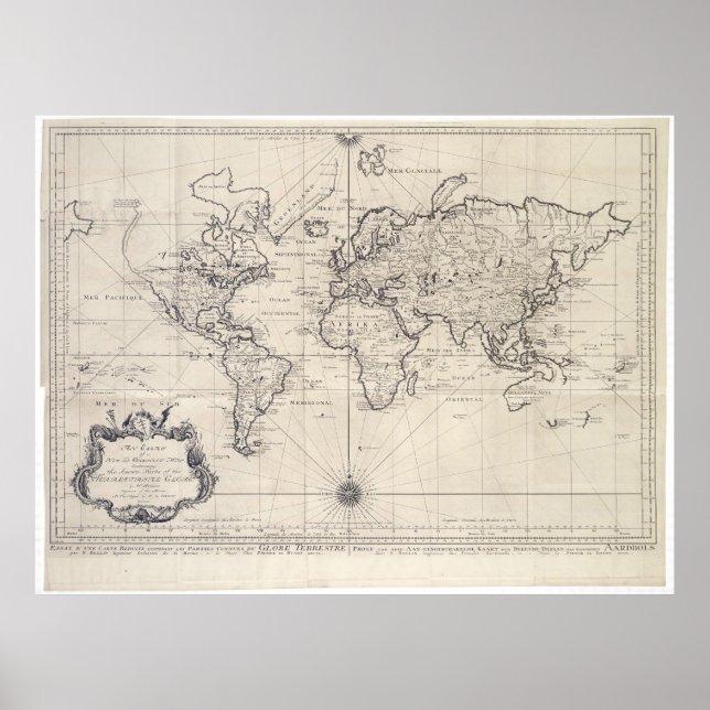 Vintage Weltkarte (1750) Poster (Vorne)