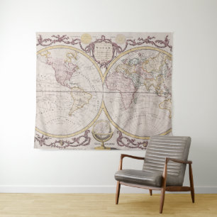 Vintage Weltkarte (1782) Wandteppich