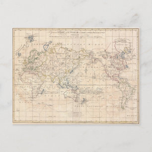Vintage Weltkarte (1799) Postkarte