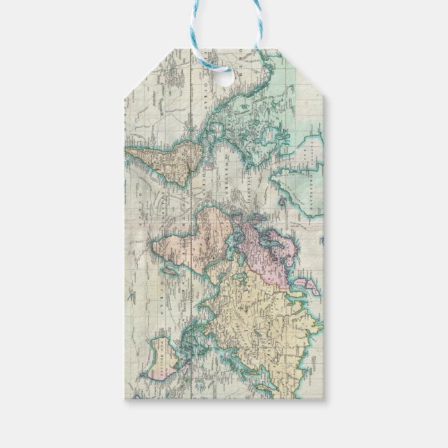 Vintage Weltkarte (1801) Geschenkanhänger (Vorderseite)