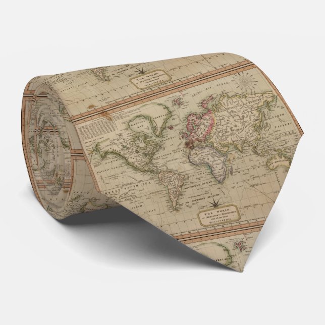 Vintage Weltkarte (1814) Krawatte (Gerollt)