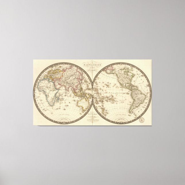 Vintage Weltkarte (1820) Leinwanddruck (Vorderseite)