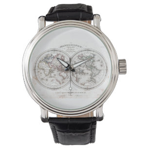 Vintage Weltkarte (1848) Armbanduhr