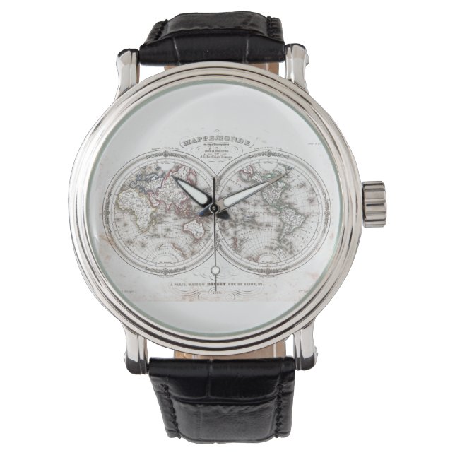 Vintage Weltkarte (1848) Armbanduhr (Vorderseite)