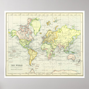 Vintage Weltkarte (1899) Poster