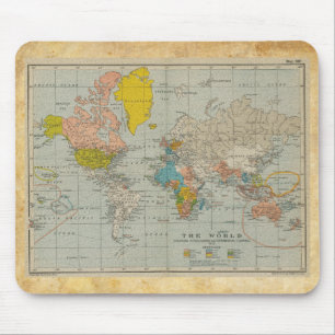 Vintage Weltkarte 1910 Mousepad