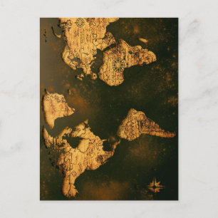 Vintage Weltkarte Antike Kartographie Kunst Postkarte