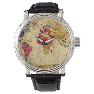 Vintage Weltkarte Armbanduhr